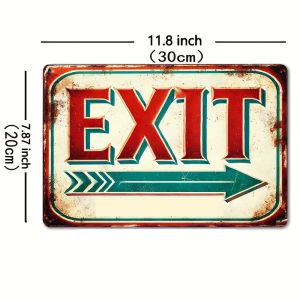CIFbuy | 2D Vintage EXIT Metal Sign 20.32X30.48 cm Rustic Aluminum Wall Art for Home Garage Cafe