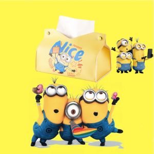 New Arrival Original Minions Tissue Box Big Eyes Cute Tissue Box Creative Cute Car Home Living Room Kitchen Napkin Cover