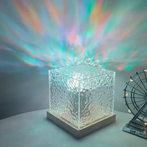 16-Colors RGB Rotating Water Ripple Night Light With Crystal Projector – Rechargeable Atmosphere Lamp For Bedroom Birthday Friends
