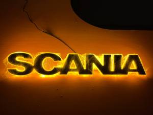 SCANIA Logo word Orange LED 4 INCH + SCANIA Side Step LED Lamp #lorilampu #lorryled #led #loriled #truckled #scanialed