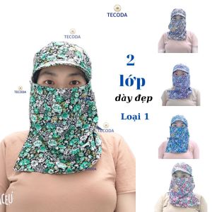 Nón Mũ Chống Nắng Kèm Khẩu Trang Che Kín Mặt 2 Lớp Cotton Hình Hoa Hồng Chống Bụi Tia UV Cực Tốt