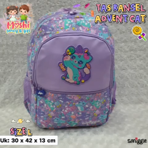 Tas Smiggle Advent Cat / Tas Sekolah Ransel Smiggle Motif Cat Purple / Backpack Senior Cat Purple / Tas Gendong Anak Sekolag size SD Perempuan