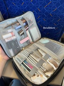 กระเป๋าใส่เครื่องสำอางแบบพกพาขนาดใหญ่สามชั้น สำหรับผู้หญิง กระเป๋าใส่แปรงสีฟัน กระเป๋าถือเดินทางแบบยูนิเซ็กซ์ วัสดุ Oxford Cloth