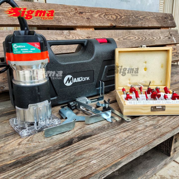 MESIN ROUTER PROFIL KAYU MAILTANK SH155 TRIMMER LENGKAP DENGAN 12PCS ...