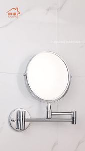 Round Extending Mirror 8 inches Mirror Cosmetic Wall Mounted Make Up Mirror Shaving Bathroom Mirror 3x Magnification