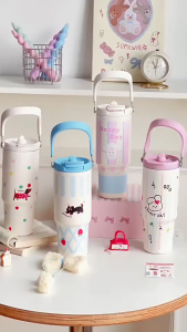 【High Quality】316 420ML 500ML 900ML Portable Thermos Macaron With Straw Stainless Steel Bottle