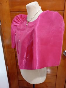 Modern Kimona Plain with Pearl Double Lining Crop Top