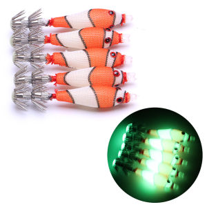 5 pcs squid clamp hooks night glowing blowing tube squid jig hooks soft squid hooks and hook bait suitable for sea fishing