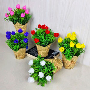 Tanaman Hias Tulip Artificial Buatan Bahan Plastik Bunga Mini Dekorasi Hiasan Ruangan Rumah PBP88