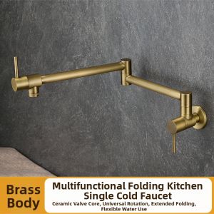 JUNSHEN | Retro Foldable Rotatable Multi-directional Stretchable Copper Single Cold Kitchen Faucet