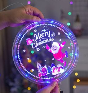 3D Disc Hanging Light LED Santa Claus Music Light Festoon Room Decor New Year Christmas Decorations for Home