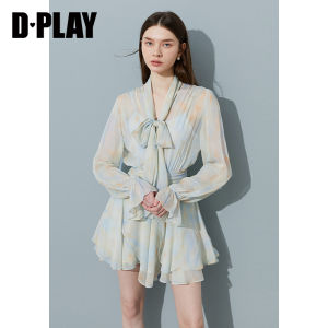 D-PLAY | Đầm Biển Nghỉ Dưỡng Sang Trọng Tay Dài Nẹp Eo Mùa Thu 2026