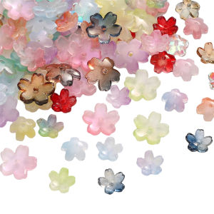 10Pcs 11mm/15mm Gradient Colorful 3D Cherry Blossom Glass Beads For DIY Earrings Bracelet Jewelry Making Findings Crafts Accessories