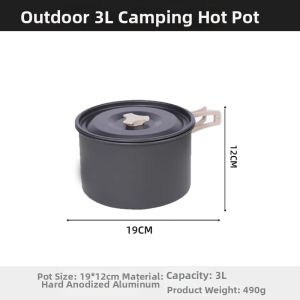 Portable Lightweight Fast-Heating Anti-Scald Camping Pot 4L