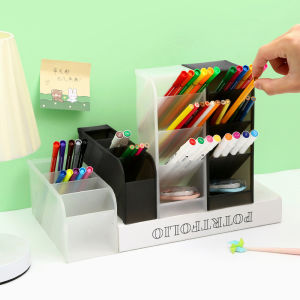 Giá Để Bút Dáng Chéo Thế Hệ Mới - Khay Hũ Hộp Bút Để Bàn Ống Đựng Đa Năng