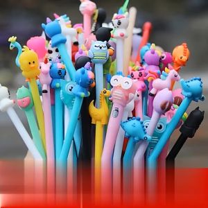 20pcs Black Gel Pen Set Cute Cartoon 0.5mm Ballpen Set Sign Pen for Kids School Supplies