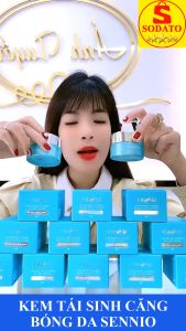 Combo kem dưỡng da sennio chính hãng bộ kem tái sinh sennio hàn quốc màu xanh ban ngày đêm cấp ẩm dưỡng trắng căng bóng da mặt perfect whitening cream