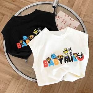 Pure Cotton Summer Thin Sleeveless Vest for Children Cartoon Print Casual Top Boys Girls Baby Outerwear Comfortable Breathable