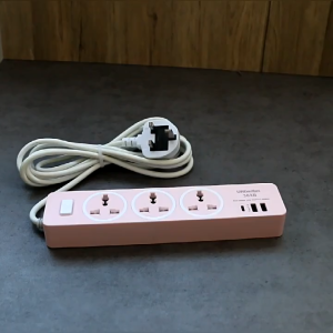 Singapore 3 Way Gang Pink White Extension Power Multiplug Socket 1.8m Extension Cord with Usb C Smart Charge with Switch UK 3 Pin Plug 1.8 Meter Cable Cord Type-C USB Interface Wire Wiring Board Universal Power Strips Travel Wall Safety 排插座接线板