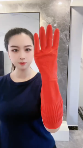 Long Glove 1pair Heavy Duty Rubber Gloves Household Extra Long Waterproof Car Washing Gloves Acid Oil Resistant Chemical Resistant Thick Protective Gauntlets Gardening