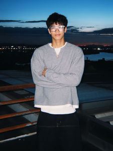 เสื้อยืดคอกลมแขนยาวหลวมๆ สำหรับผู้ชาย ฤดูใบไม้ร่วง ชั้นใน เสื้อเชิ้ต เสื้อกันหนาว ทรงหลวมๆ ลายฮอลแลนด์