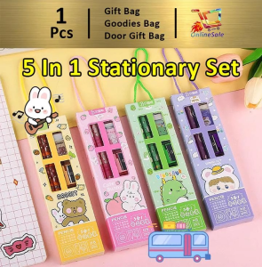 Stationary Box Set 5 in 1 Goodie Children School Student Birthday Party Gift (119) Goodie Pencil Eraser Ruler Sharpener Portable Goodies Small Cartoon Gift Packaging Bag 礼物袋礼品袋购物袋