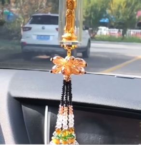 已开光 Buddha Avalokitesvara Pendant Ornament Car Interior Pendant Gold-plated Buddha Mirror Pendant 观音汽车挂件佛像饰品车内吊饰后视镜挂饰车载摆件保平安符男女士