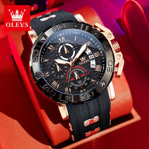 OLEVS Watch for Men Waterproof Original Quartz Silicon Sports Watches Man Luminous Chronograph (Free box*1)