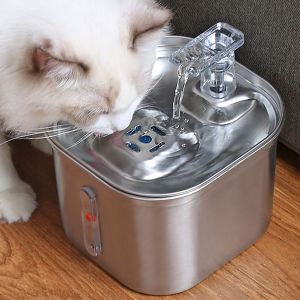 HATELI 2.2L Smart Water Dispenser For Dog 304 Stainless Steel Cat/dog Water Fountain Outdoor Garden Dog Water Drinker Dispenser Automatic Constant Temperature Water Fountain For Cat Filters Feeder Motion Sensor Quiet Pump Easy to Clean