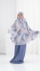 Nurlaela Muslim Mukena Anak Traveling Mini Pouch Parasut Premium Korea 2 in 1 Motif Usia 7-10 Tahun
