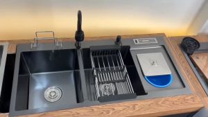 Bak cuci piring kitchen sink dengan kaki meja 100 x 48 dua lubang