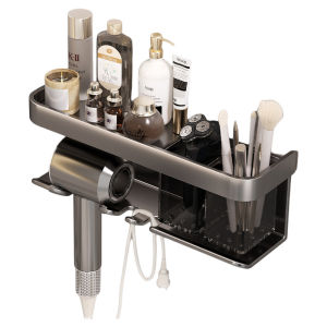 ห้องน้ําติดผนังเครื่องเป่าผมผู้ถือไม่มีเจาะจัดเก็บ Deyi ตกแต่งบ้านวัสดุหลักสําหรับใช้ในครัวเรือน