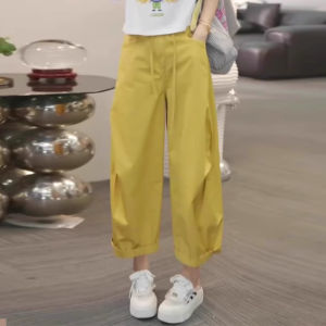 Shalldoer | Korean Chic Summer Cartoon Print Round Neck Short Sleeve Womens Top And Wide Leg Pants Two Piece Set Belted Fashionable Outfit