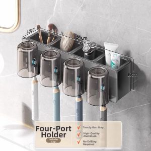 Joybos | Hanging Wall Storage Rack for Bathroom Toothbrush and Cup Without Drilling