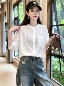 XUNYI | Áo Sơ Mi Trắng Phong Cách Casual Ôm Body Cho Phụ Nữ
