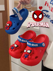 Outdoor Fashionable Anti-Slip Spiderman Themed Slip-On Sandals Mens Clog Shoes Comfortable Breathable Flat Heel EVA Material