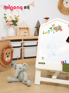 Instock 2 in 1 Mini Educational Erasable White Board Fordable Writing Magnetic Kids White Board Study Table Educational Board Table Set Chair Stool Included Adjustable white board Suitable for baby Toodles and Kids