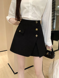 High Waist Metal Buckle Skirt Pants Womens plus Size Autumn Winter New Style Casual Short Skirt Pants Trendy Irregular Design