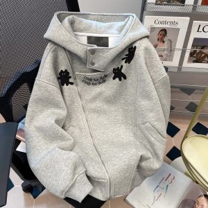 PAZHAOLANG | Oversized Warm Hoodie Jacket Cat Print
