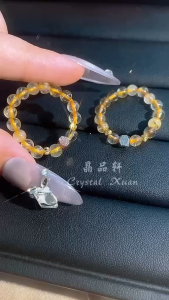 [现货] 天铁＋金发钛晶戒指｜辟邪转运 × 强磁护主 × 旺财气｜Meteoric Iron + Golden Rutilated Quartz Ring
