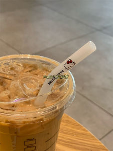 FunLife High Borosilicate Glass Cartoon Kitty Straw Beverage Heat Resistant Bendable Drinking Straws Kitchen Dining Accessories