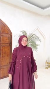 Elora Set Dress Outer Ceruty Apk Payet Gamis Lebaran 2025 Viral Dress Wanita Muslim Remaja Kondangan