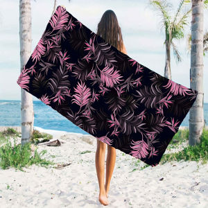 BILIBILI | Dark Pink Palm Leaf Quick Drying Microfiber Beach Towel Lightweight for Swimming Camping Yoga - Bath Towel