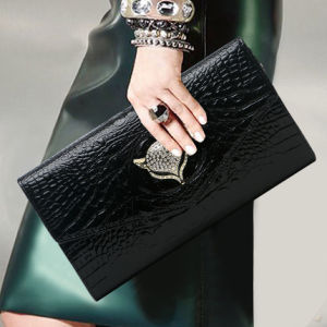 Trendy Womens Leather Clutch Bag Casual Large Capacity Evening Handbag Fashionable Personality Lady Bag Soft Fabric Lining