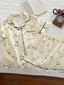 New Summer Thin Short Sleeve Shorts Pajamas Set for Kids Home Clothes Air Conditioner Suit Childrens Sleepwear Cartoon Style