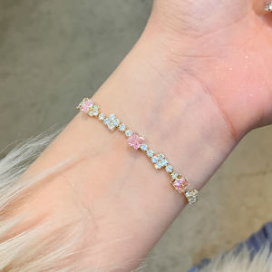 Escaping Princess Pink Square Zircon Bracelet Womens Bracelet Best Friend Bracelet Luxury Minimalist Elegant Rope Jewelry