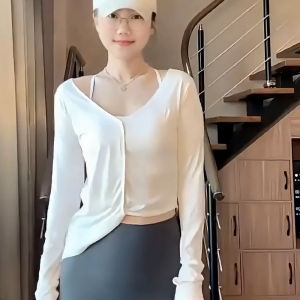 Fashionable Asymmetrical Yoga Sportswear Spring Autumn New Naked Sensation Skin-friendly Breathable Running Fitness Top