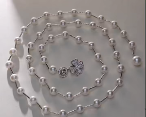 Viviann original creation sterling silver High quality white Pearl Necklace for Women Party Birthday Wedding Gift Pearl Pendant Long Tassel Rhinestone Crystal Pearl Long Chain Necklace Sweater Necklace Jewelry
