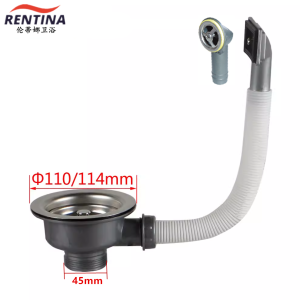 Kitchen Sink 110/114 Drainer Washing Basin Accessories Single Groove Water Tank Cabas Waterlet with Square Overflow