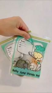 "(6 แพ็ค) Toddler ถุงซิปเก็บอาหารบดเด็ก ขนาด 12x13 ซม. (แพ็คละ 20 ใบ) ช่องเขียนกว้าง แช่แข็งได้ เก็บอาหารก้อนสะดวก ขายดีสุด!"